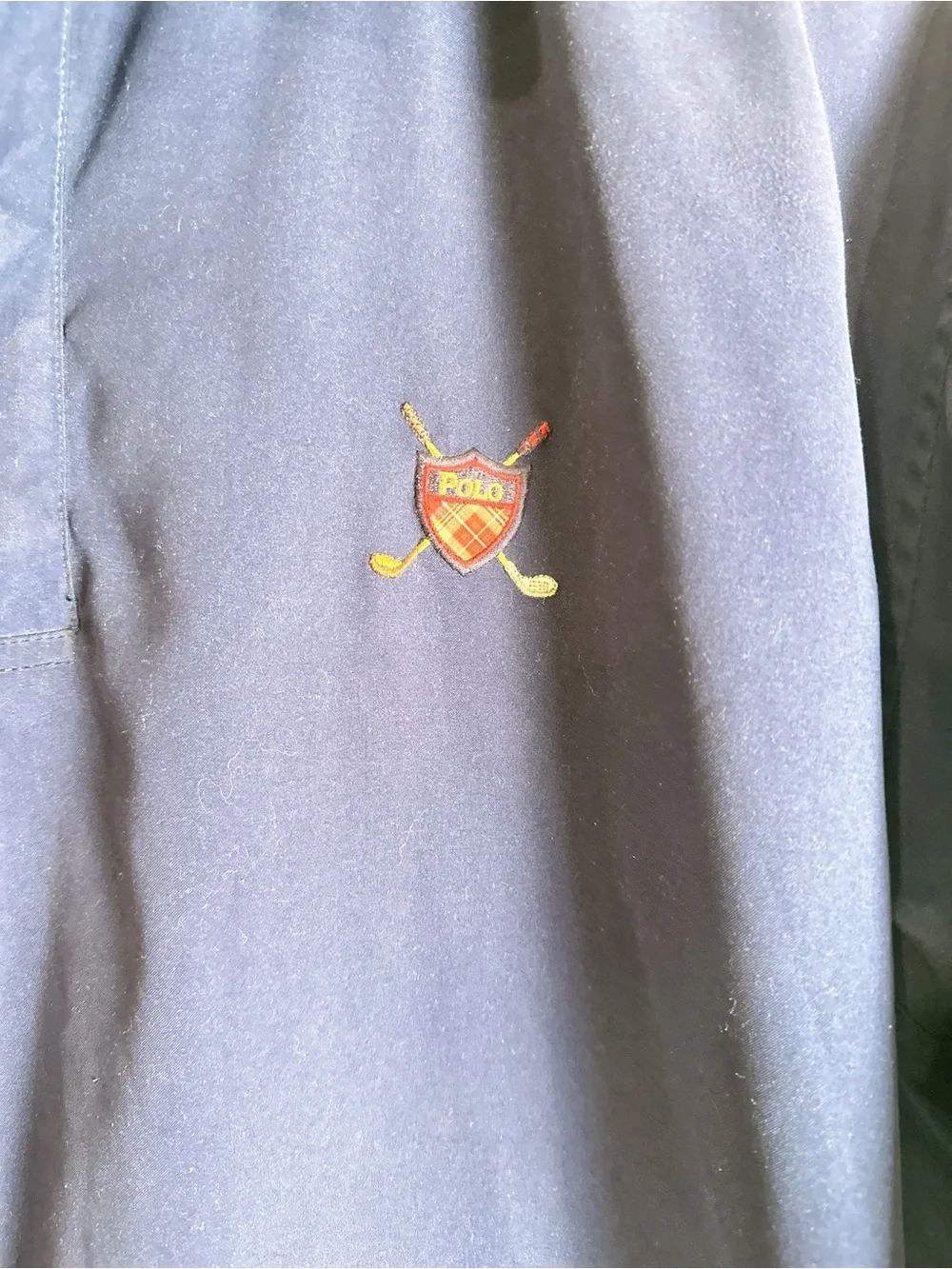 Ralph Lauren Polo Golf Pullover Long Sleeve Large Blue Plaid Rugby Crest Shield